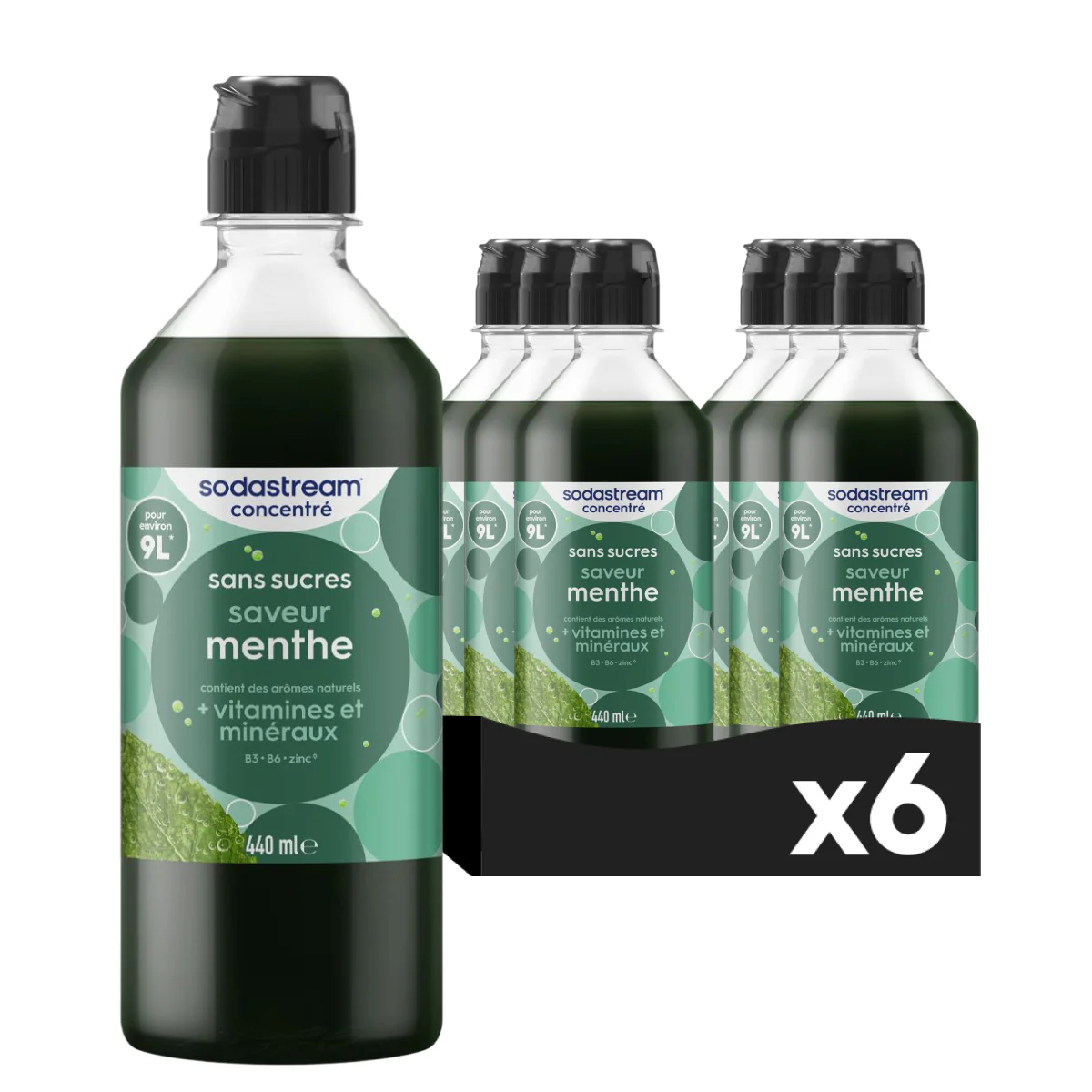 6-Pack Sirop Menthe sans sucres 440ml