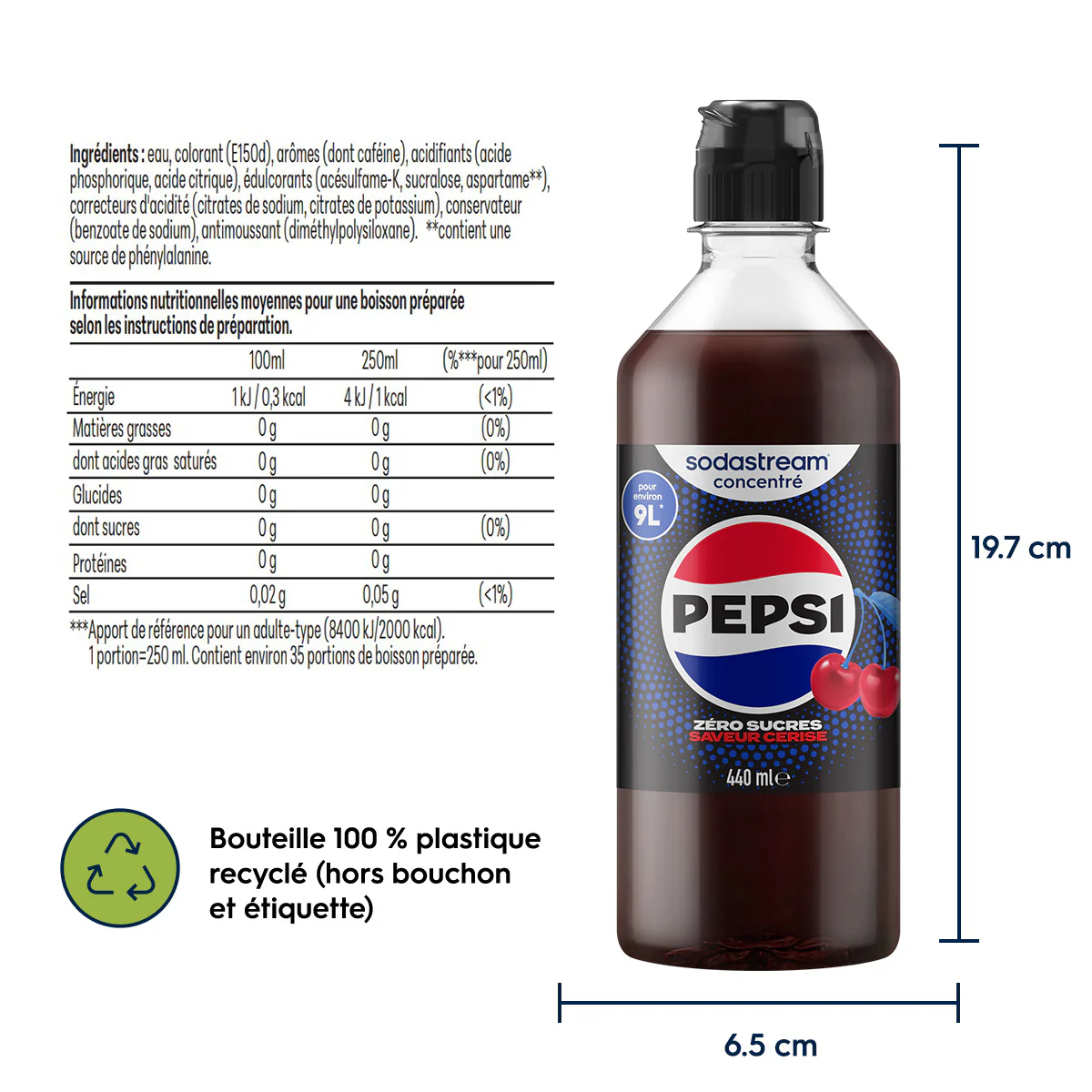 6-Pack Sirop Pepsi Zéro Sucres Saveur Cerise 440ml - Image 6