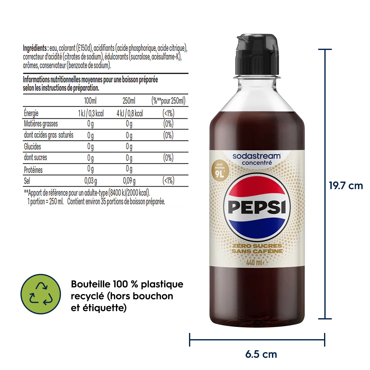 6-Pack Sirop Pepsi Zéro sucres sans caféine 440ml - Image 5