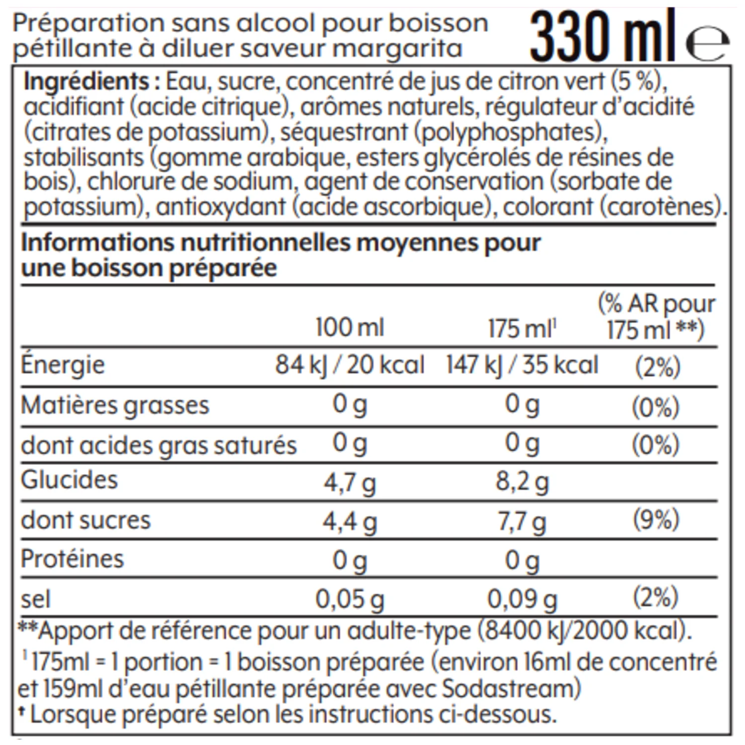 Cocktail Mixer saveur Margarita sans alcool 330ml - Image 5