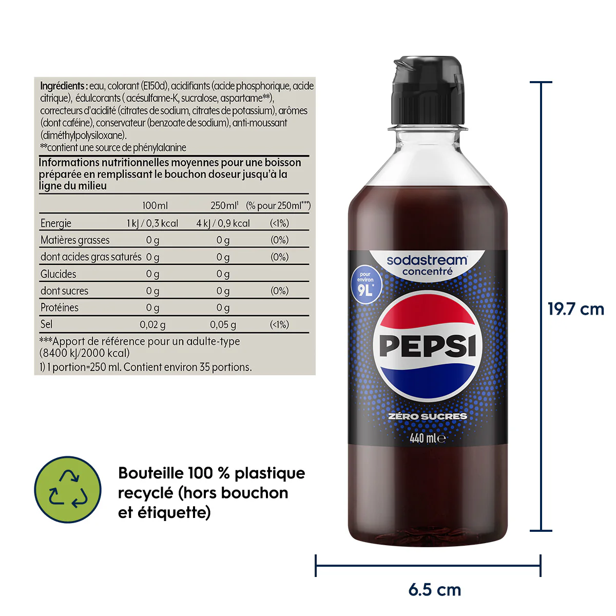Sirop Pepsi Zéro Sucres 440ml - Image 7