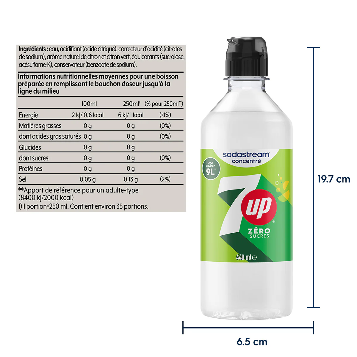 Sirop 7Up Zéro Sucres 440ml - Image 6